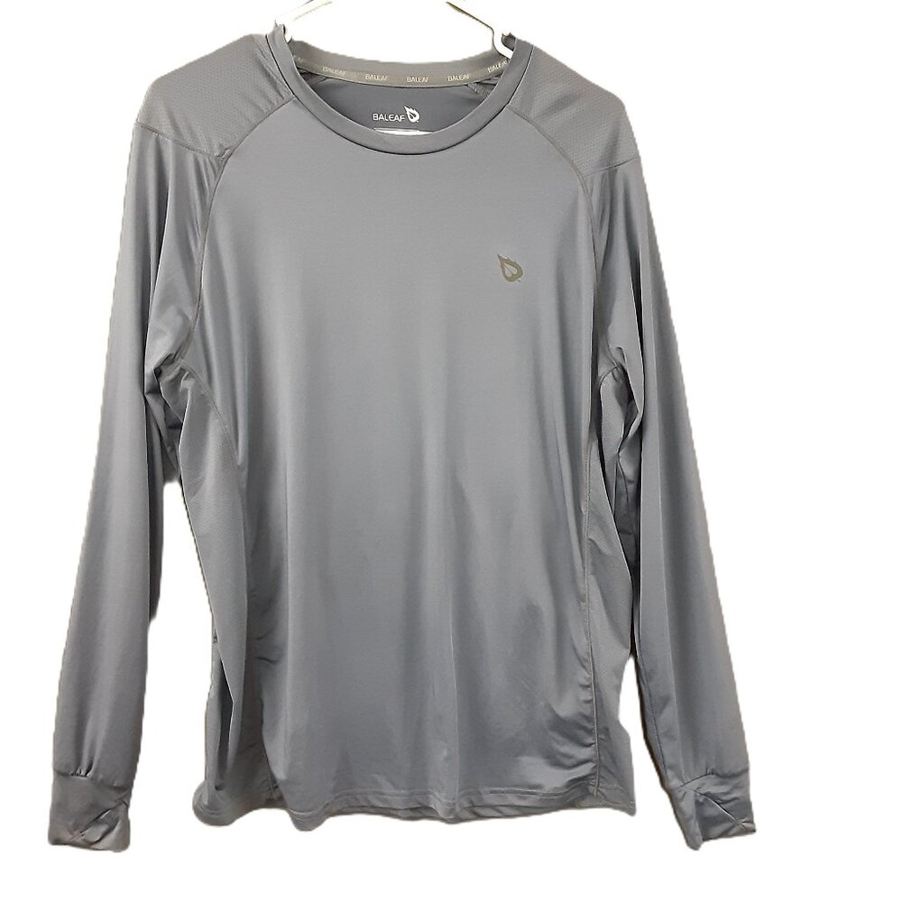 Baleaf Men's Shirt Long Sleeve Size MED, Thumb Hole, Athletic, Running, Blue